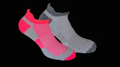 Brooks Unisex Ghost Midweight 2-pack socks [Oxford/asphalt Oxford/brite pink]