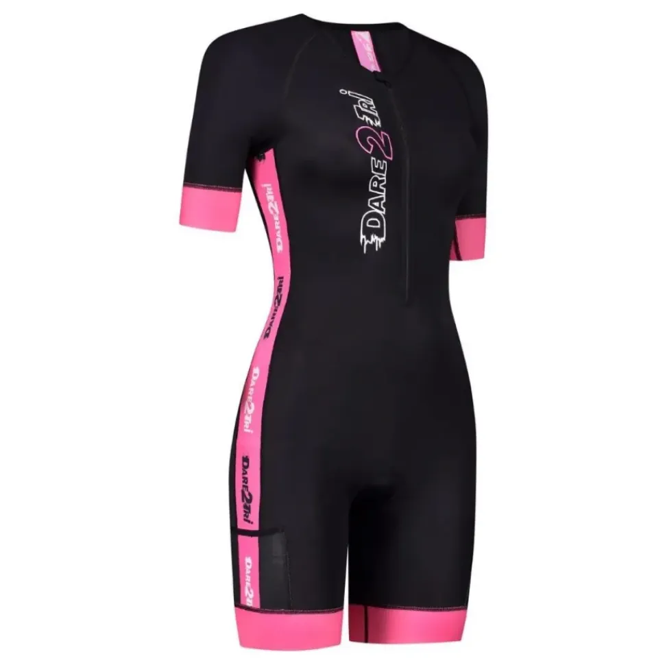 Dare2Tri Woman's Coolmax short sleeve tri-suit Black-pink