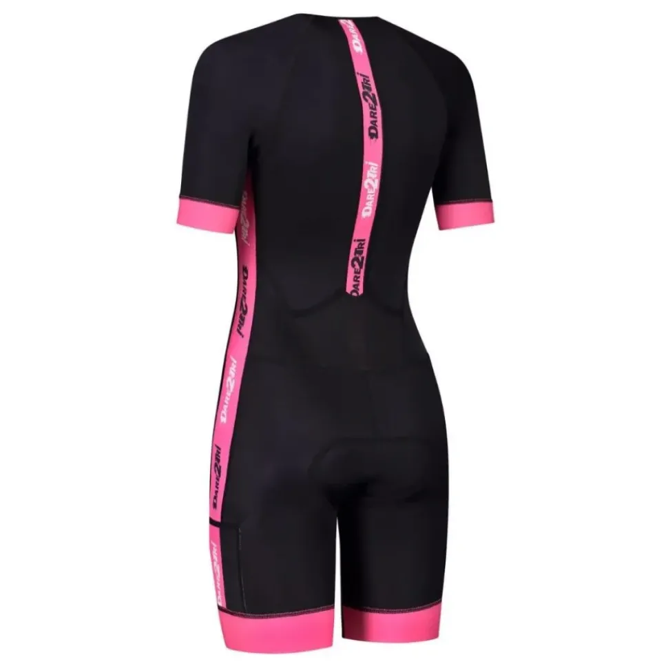 Dare2Tri Woman's Coolmax short sleeve tri-suit Black-pink