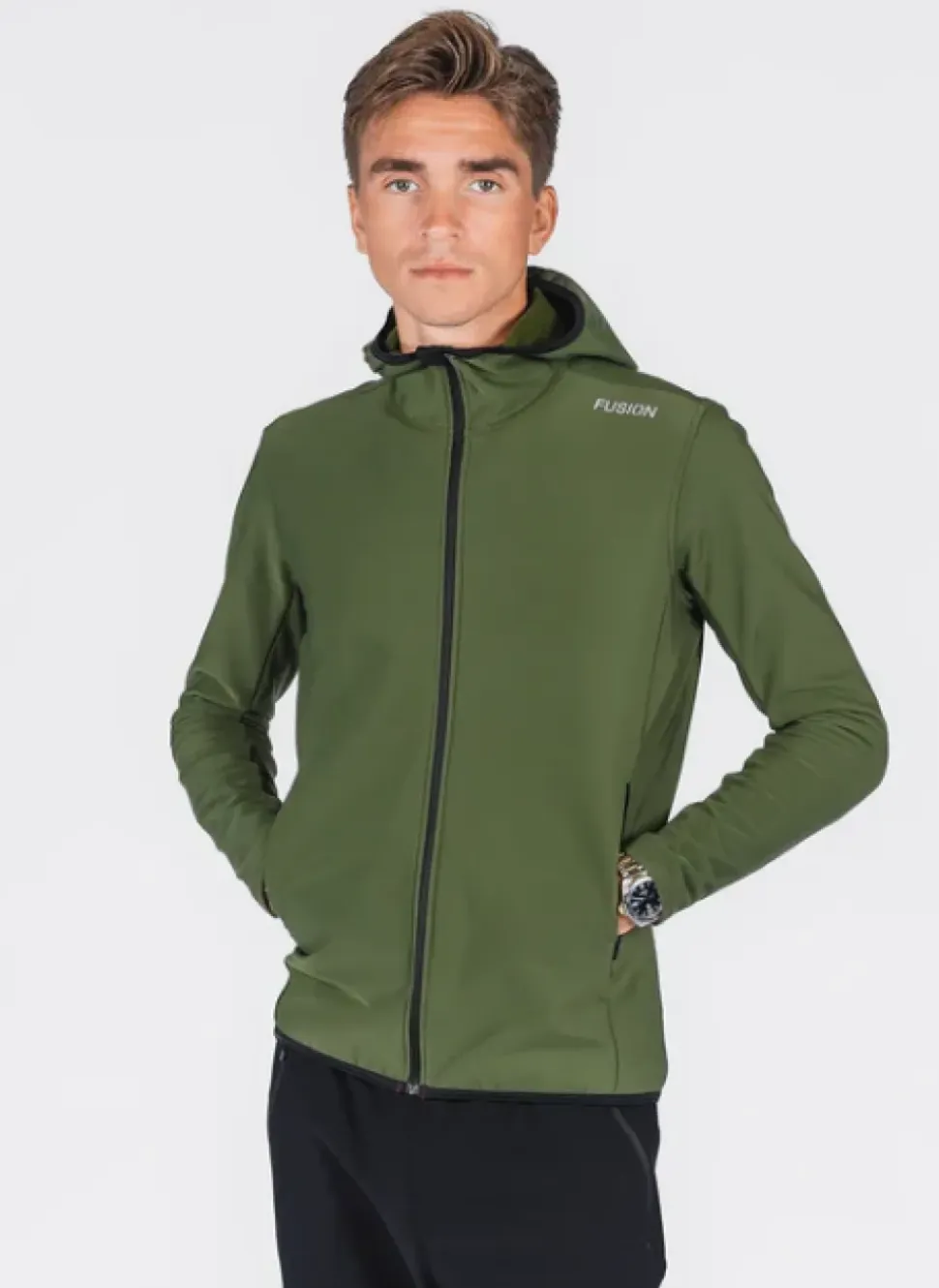 Fusion mens recharge hoodie green