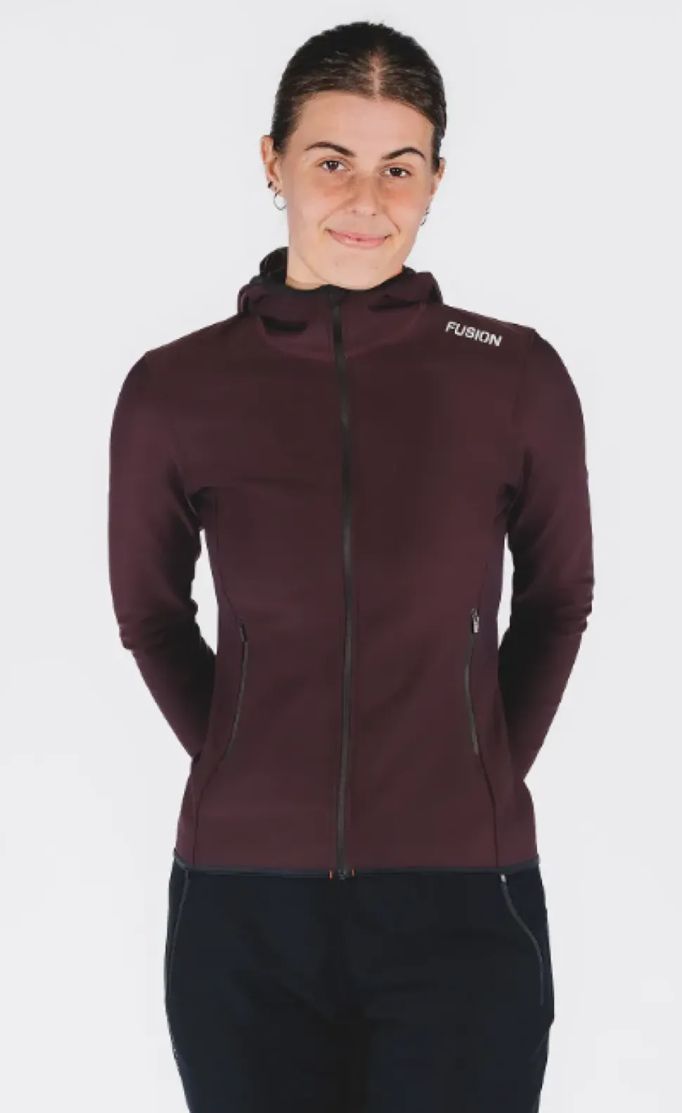 Fusion womens recharge hoodie aubergine