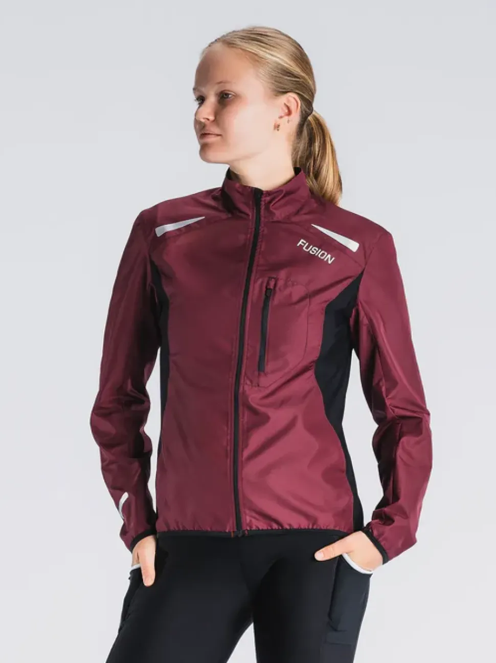 Fusion womens S1 run jacket bordeaux