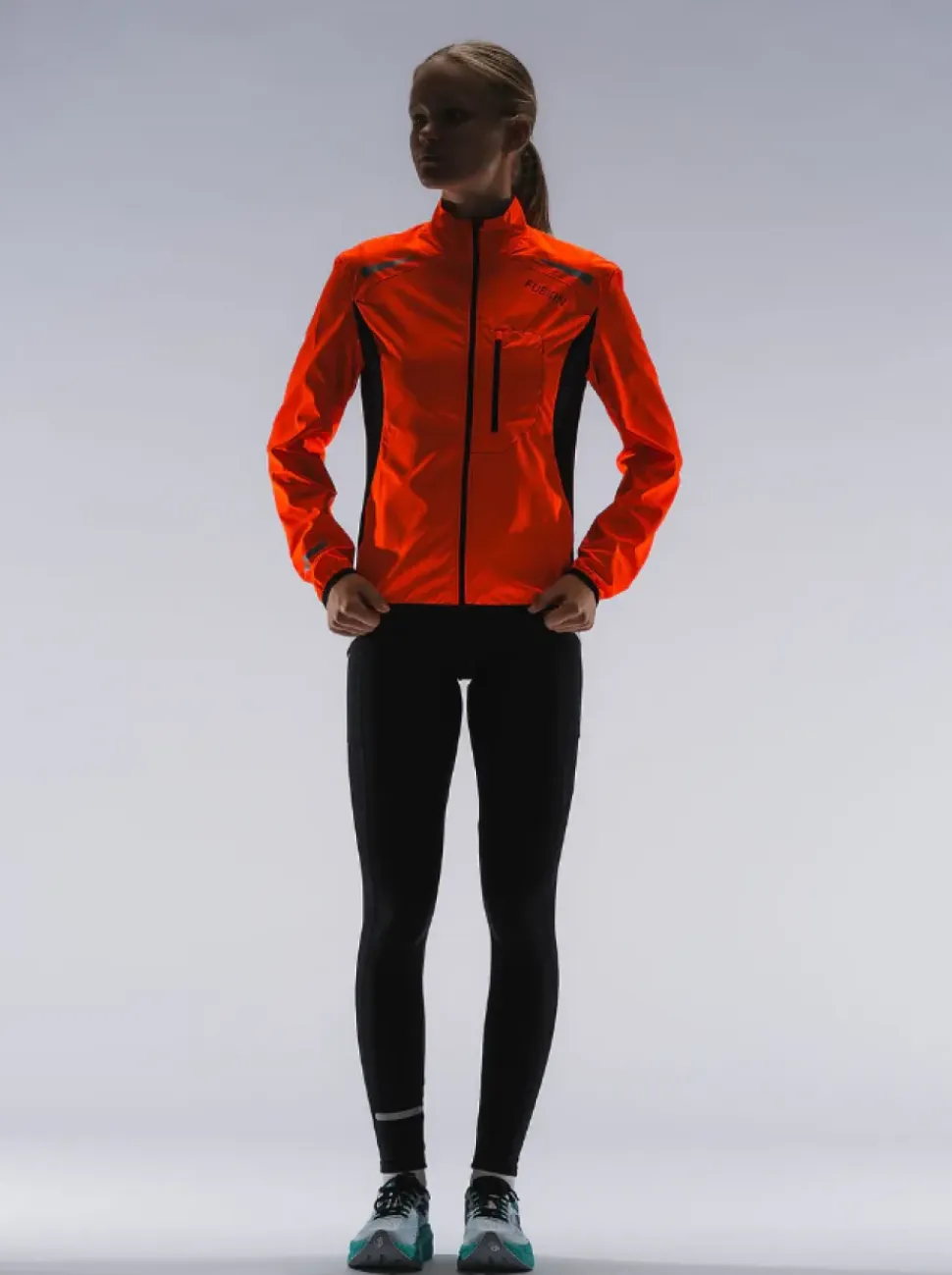 Fusion womens S1 run jacket orange