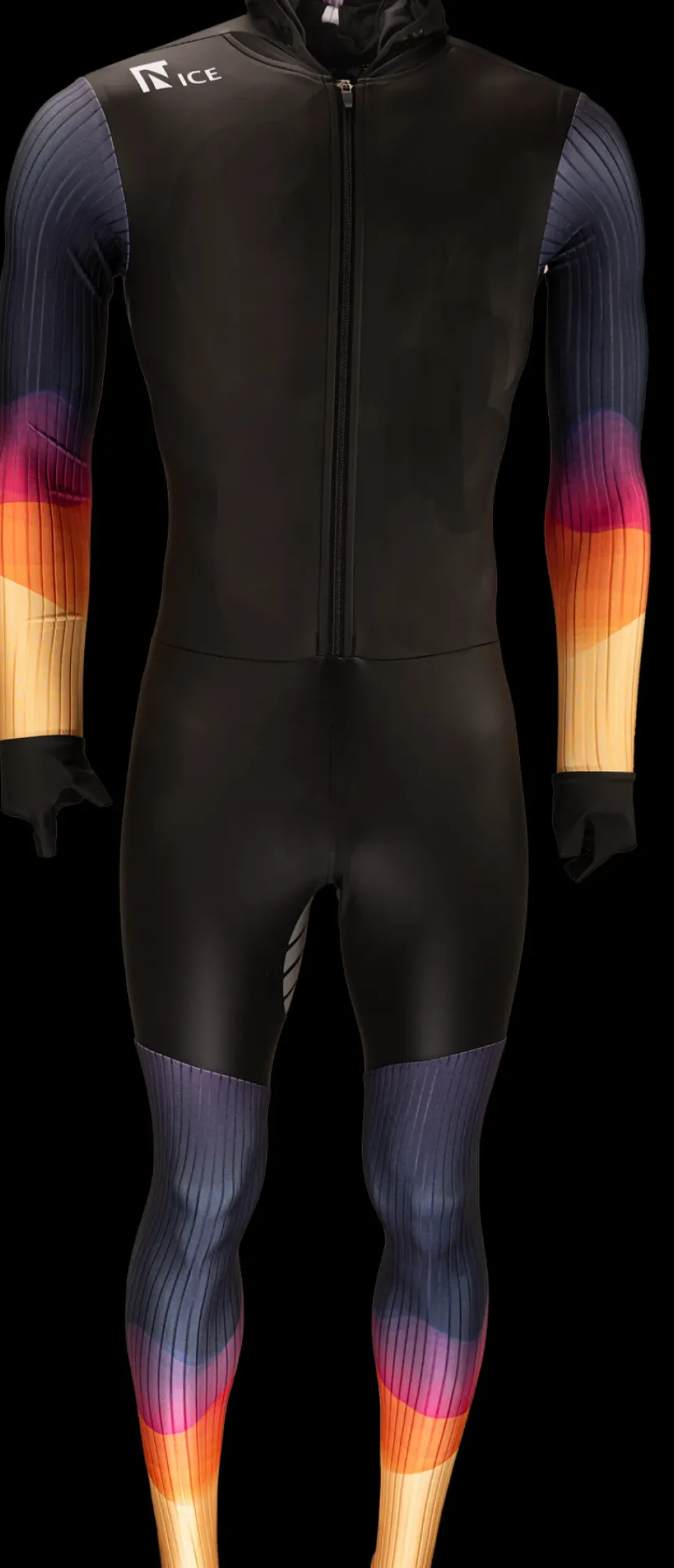 Nice rubber schaatspak power x zwart/geel/paars