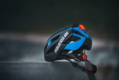 Powerslide Race Attack fiets/skatehelm zwart/blauw met LED licht