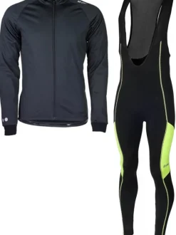 Skylar softshell winterjack + manzano salopet SET zwart/geel